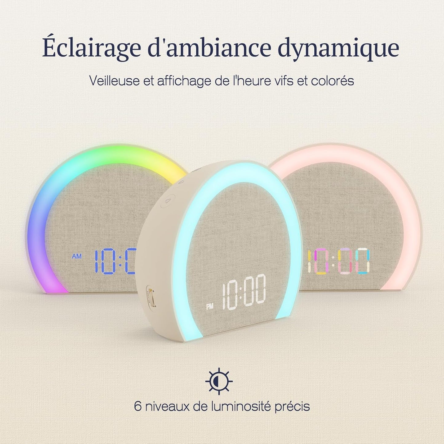 Réveil Lumineux Avec Vibrations Puissantes - Double Alarme, Veilleuse 9 Couleurs,Volume 115 Db, 8 Sonneries, Réglage Luminosité 0-100%, Charge Usb-C,Réveil Numérique Pour Sourds/Enfants/Adultes