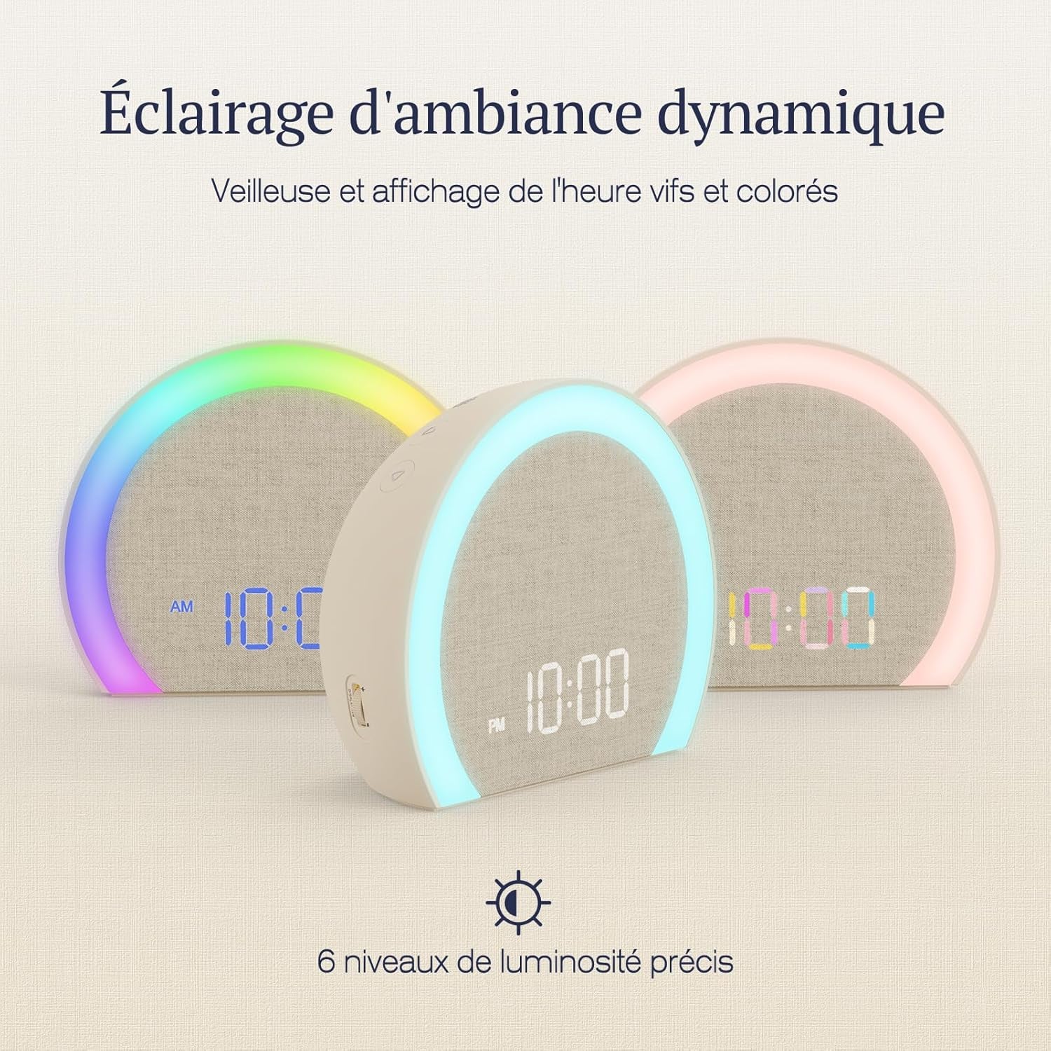Réveil Lumineux Avec Vibrations Puissantes - Double Alarme, Veilleuse 9 Couleurs,Volume 115 Db, 8 Sonneries, Réglage Luminosité 0-100%, Charge Usb-C,Réveil Numérique Pour Sourds/Enfants/Adultes