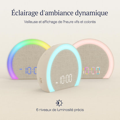 Réveil Lumineux Avec Vibrations Puissantes - Double Alarme, Veilleuse 9 Couleurs,Volume 115 Db, 8 Sonneries, Réglage Luminosité 0-100%, Charge Usb-C,Réveil Numérique Pour Sourds/Enfants/Adultes