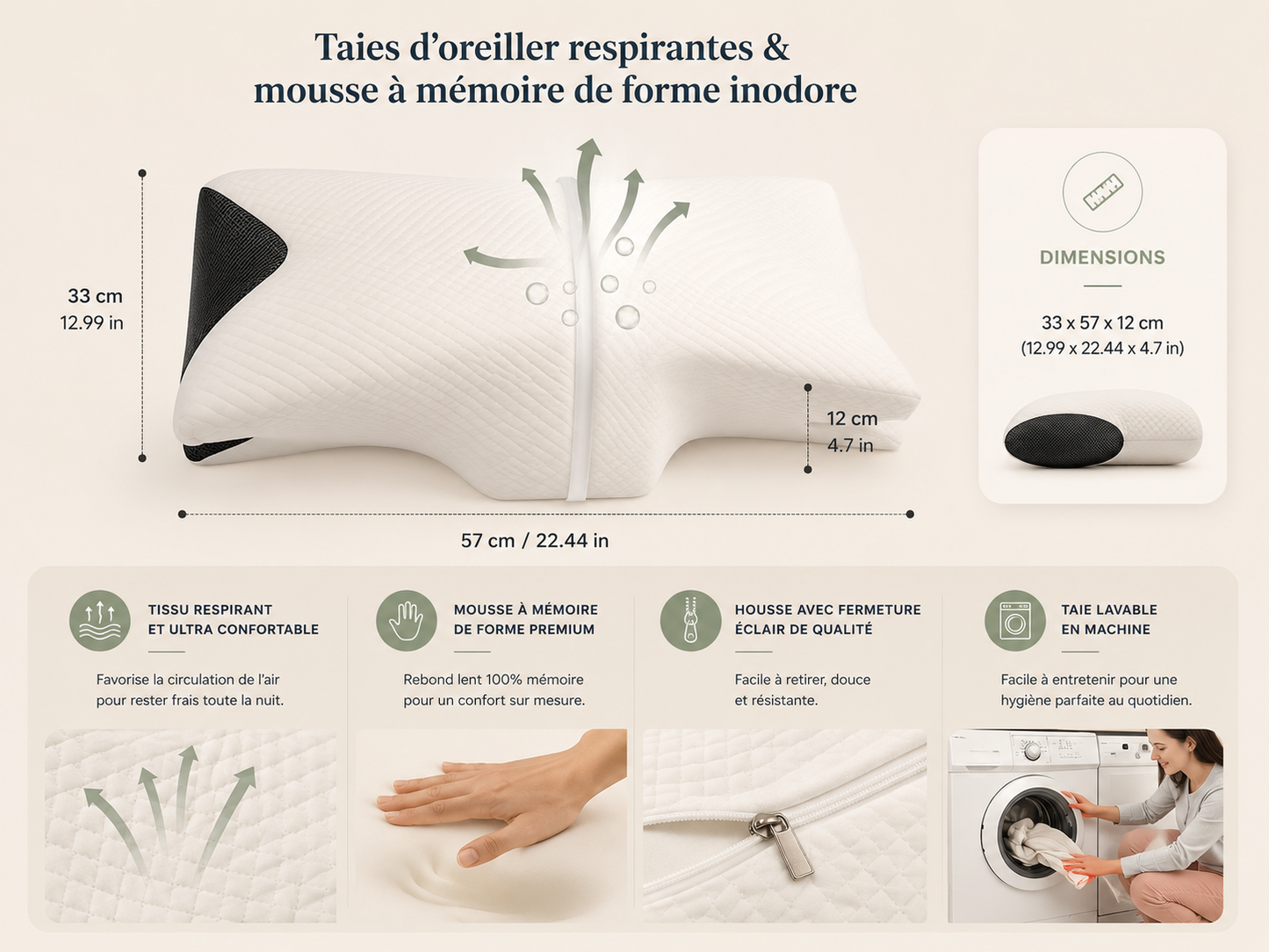 Oreiller cervical ergonomique - Restesia Essentials