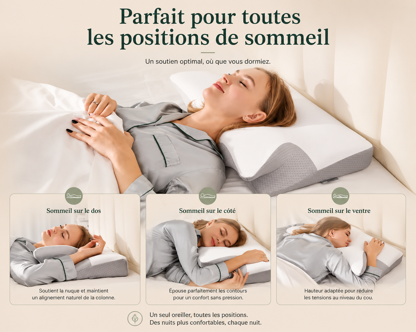 Oreiller cervical ergonomique - Restesia Essentials