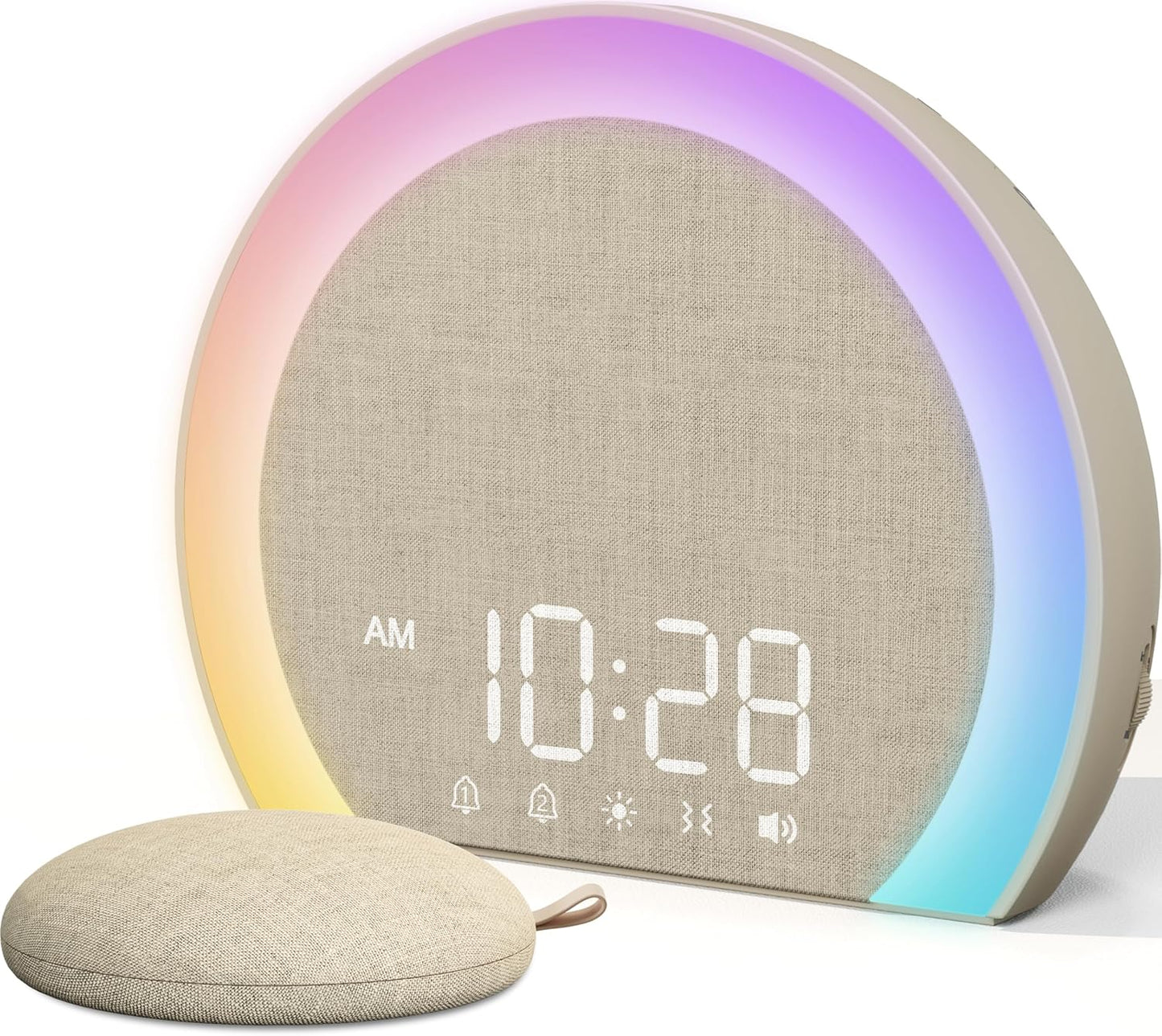 Réveil Lumineux Avec Vibrations Puissantes - Double Alarme, Veilleuse 9 Couleurs,Volume 115 Db, 8 Sonneries, Réglage Luminosité 0-100%, Charge Usb-C,Réveil Numérique Pour Sourds/Enfants/Adultes