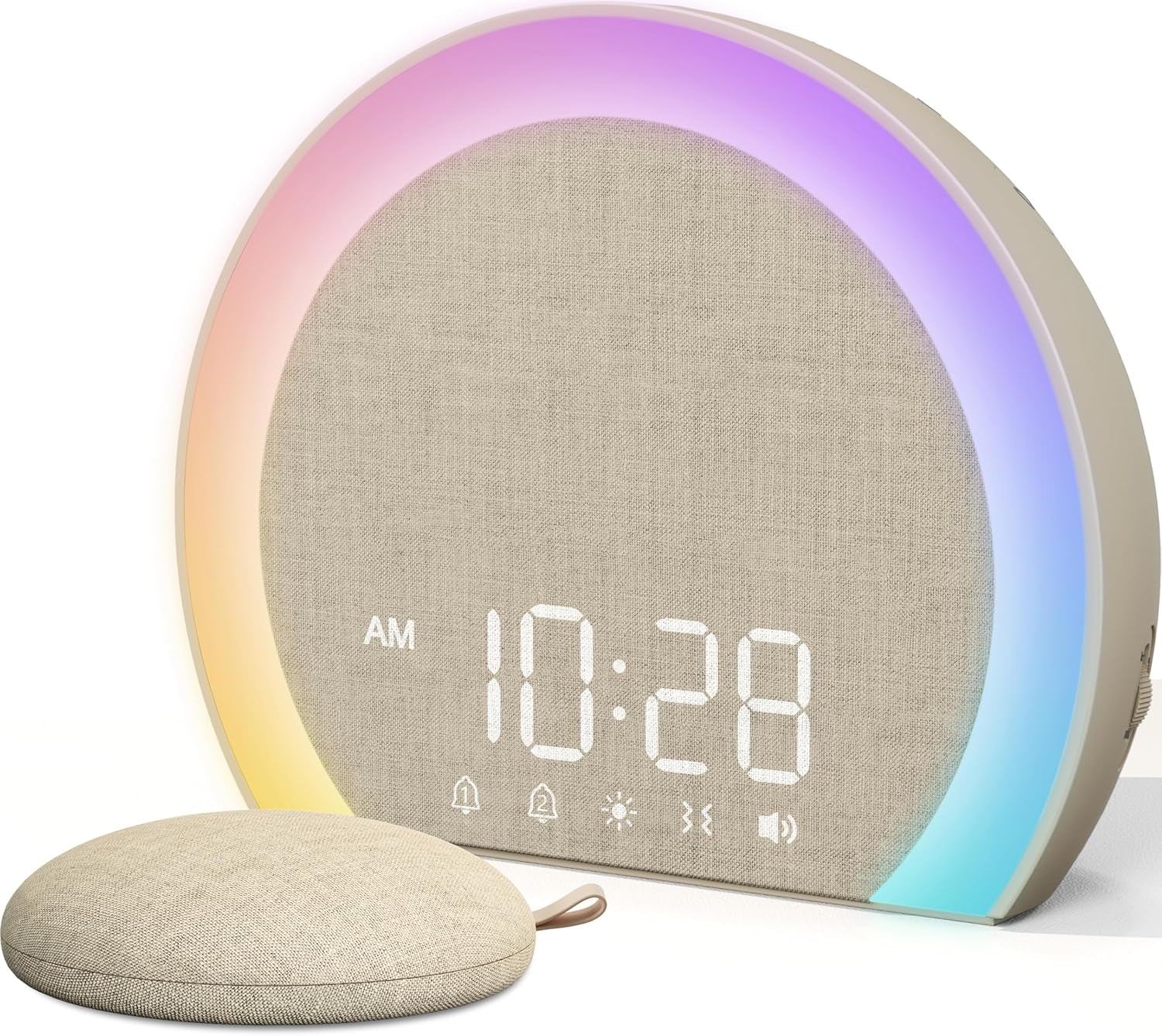 Réveil Lumineux Avec Vibrations Puissantes - Double Alarme, Veilleuse 9 Couleurs,Volume 115 Db, 8 Sonneries, Réglage Luminosité 0-100%, Charge Usb-C,Réveil Numérique Pour Sourds/Enfants/Adultes