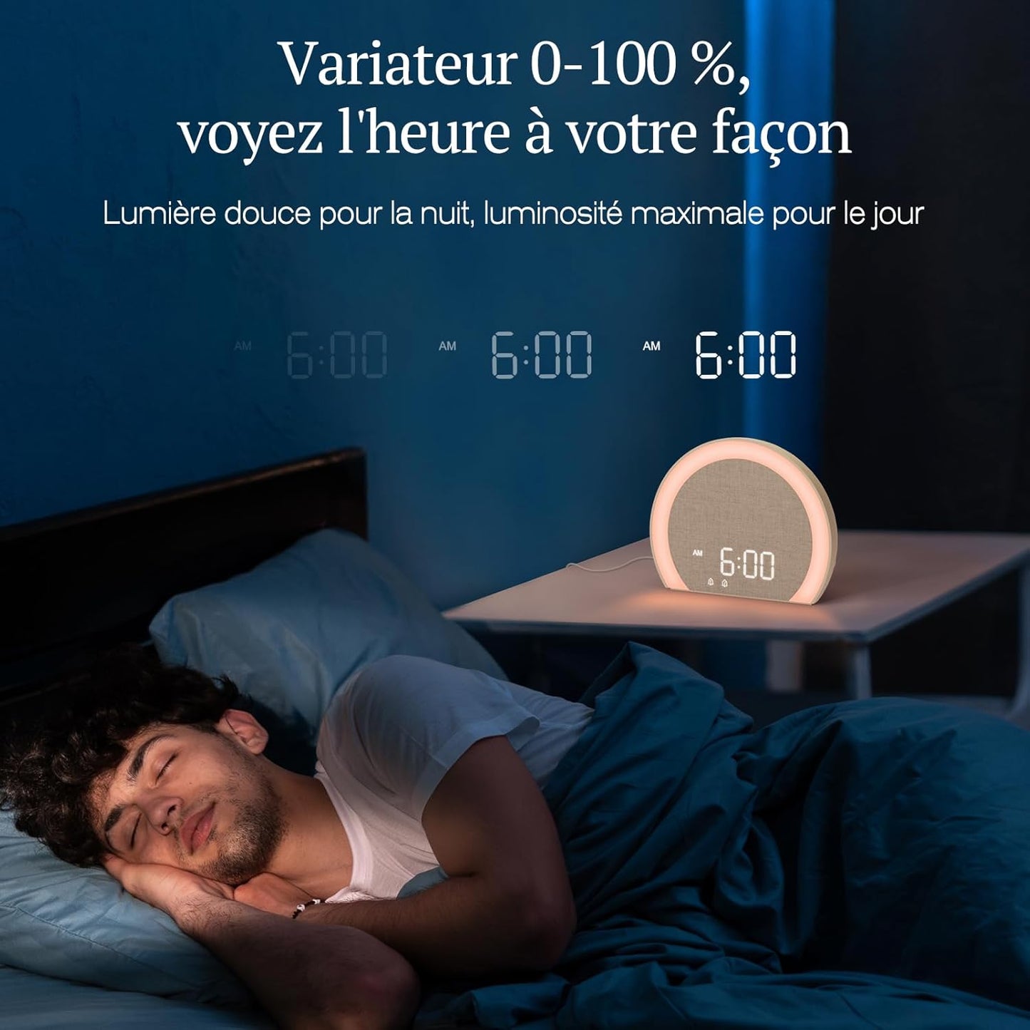 Réveil Lumineux Avec Vibrations Puissantes - Double Alarme, Veilleuse 9 Couleurs,Volume 115 Db, 8 Sonneries, Réglage Luminosité 0-100%, Charge Usb-C,Réveil Numérique Pour Sourds/Enfants/Adultes