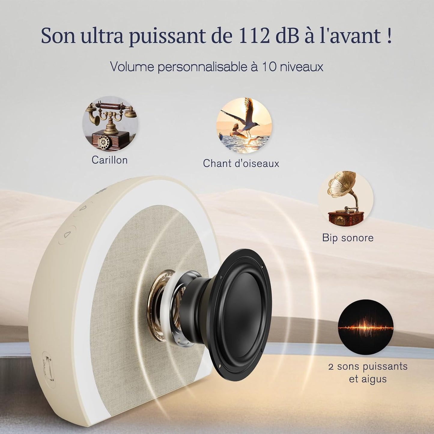 Réveil Lumineux Avec Vibrations Puissantes - Double Alarme, Veilleuse 9 Couleurs,Volume 115 Db, 8 Sonneries, Réglage Luminosité 0-100%, Charge Usb-C,Réveil Numérique Pour Sourds/Enfants/Adultes