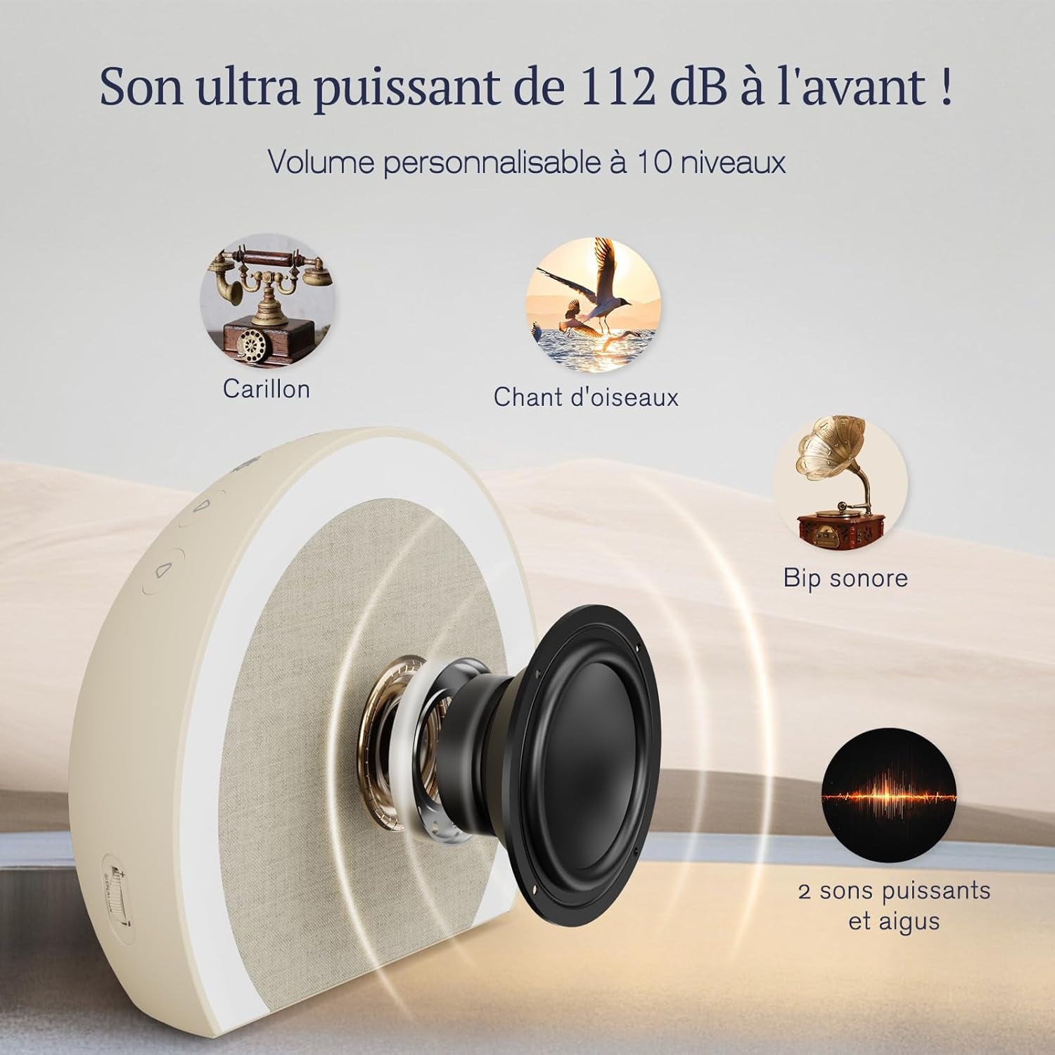 Réveil Lumineux Avec Vibrations Puissantes - Double Alarme, Veilleuse 9 Couleurs,Volume 115 Db, 8 Sonneries, Réglage Luminosité 0-100%, Charge Usb-C,Réveil Numérique Pour Sourds/Enfants/Adultes